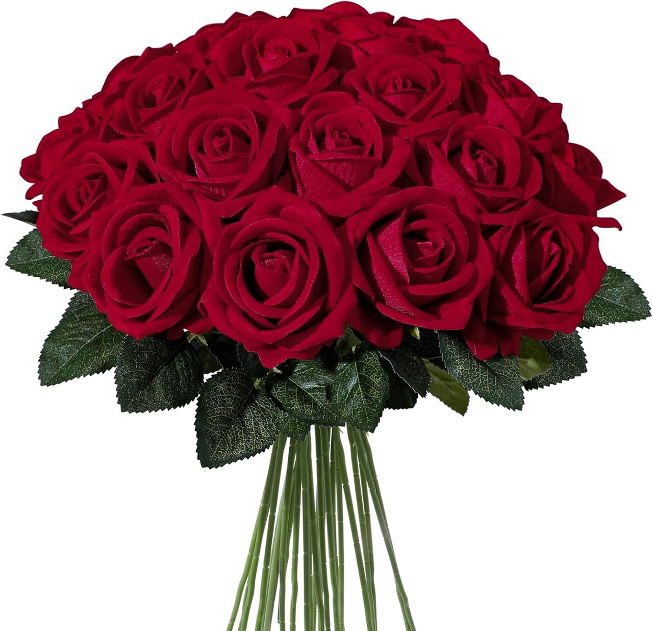 24 PCS Artificial Red Roses with Long Stems 20 Inch Realistic Silk Rose Flowers for Wedding Bouquet Valentine Party Home Table Centerpiece Decoration
